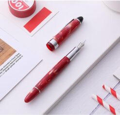 SIKIB-F19-Acrylic-Floral-Fountain-Pen-Red
